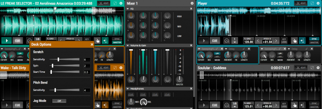 The mixer resting in the middle of the One DJ setup - but it could be in the middle.