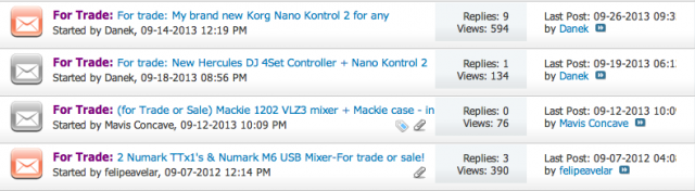 Trading posts on the DJTT forums