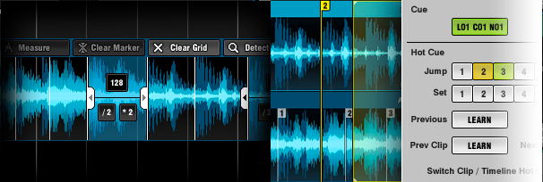 Grid editing (left) and cue point editing (right)