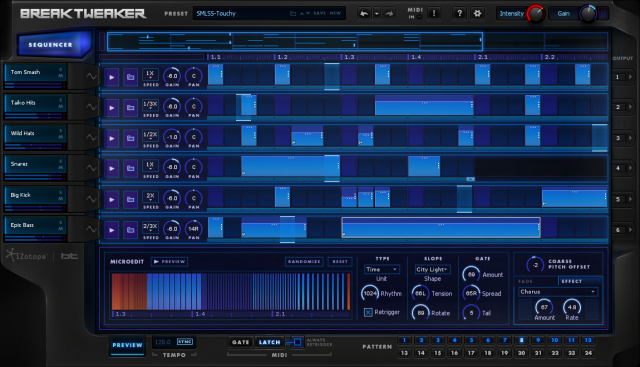 iZotope BreakTweaker's Sequencer view.